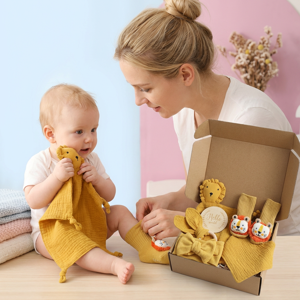 Coffret Cadeau Naissance 6 Pièces – Kit Essentiel Bébé pour Nouveau-Né