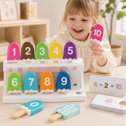Jeu de Glaces à Compter Montessori – Chiffres, Couleurs & Motricité Fine | Dès 3 ans