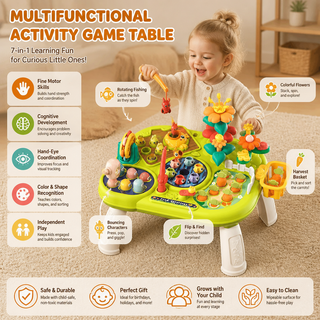 Table d'Activités Multifonctionnelle pour Enfants – Exploration et Développement Sensoriel