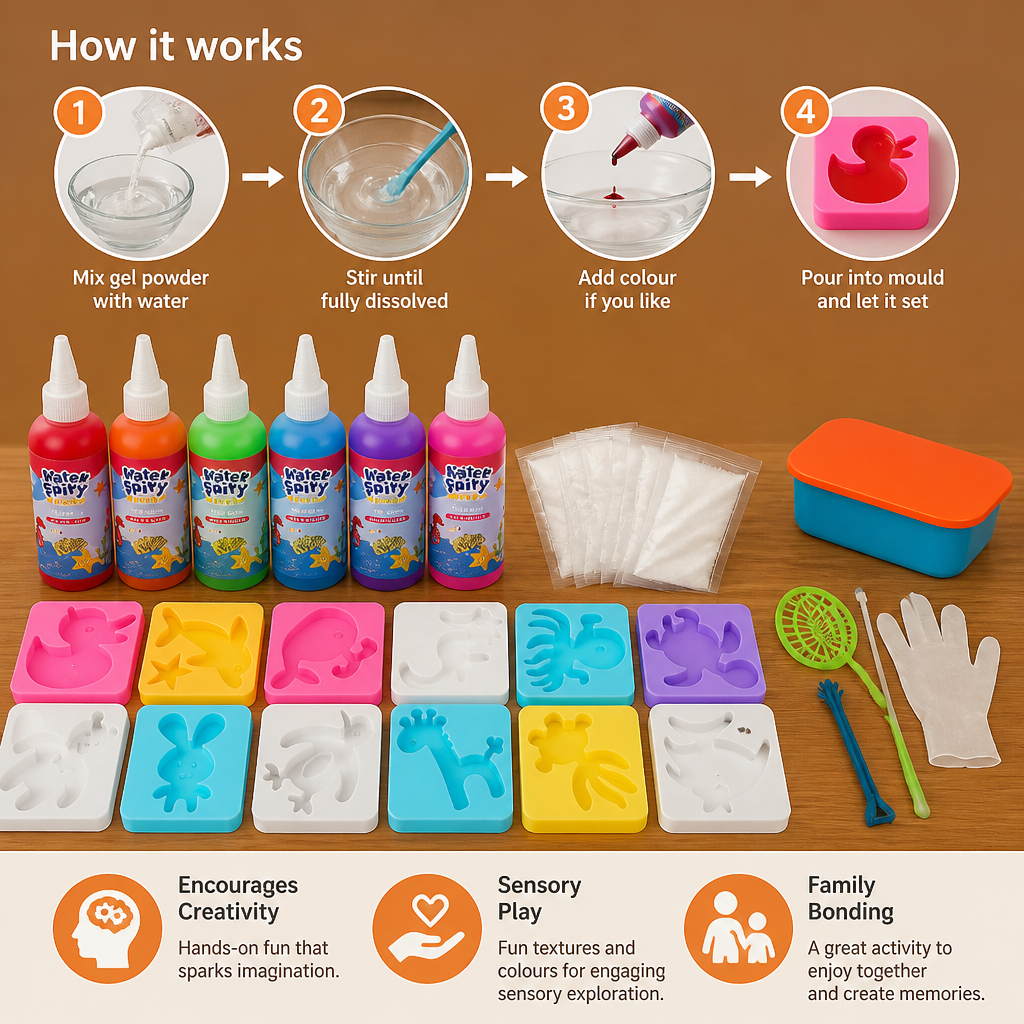 Kit créatif de gelée d’eau avec gels et moules