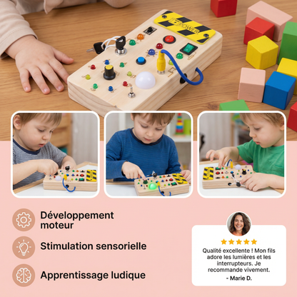 Planche Sensorielle Montessori en Bois – Lumières & Interrupteurs Interactifs