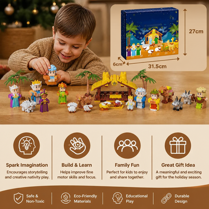 Calendrier de l’Avent en briques de construction – Crèche de Noël