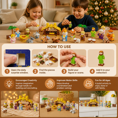 Calendrier de l’Avent en briques de construction – Crèche de Noël