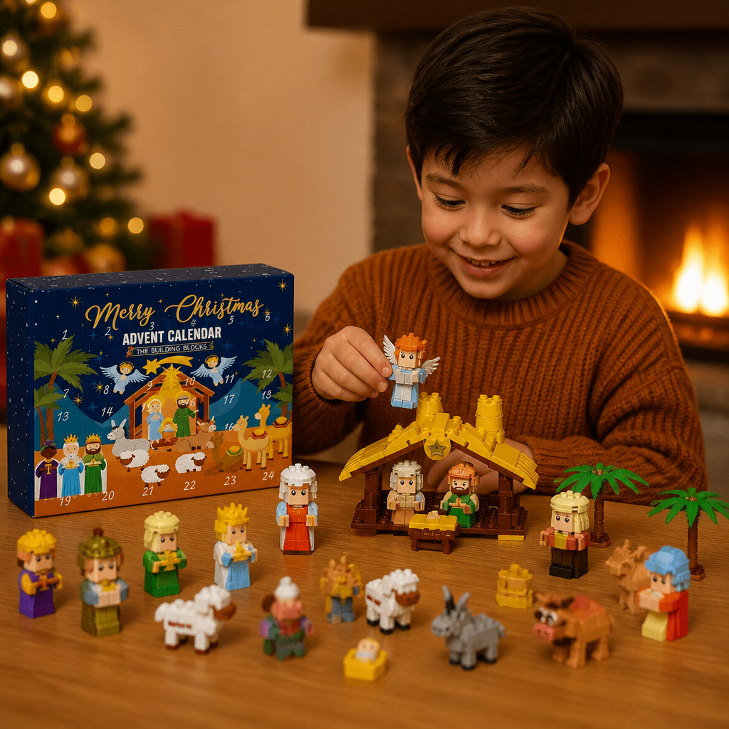 Calendrier de l’Avent en briques de construction – Crèche de Noël