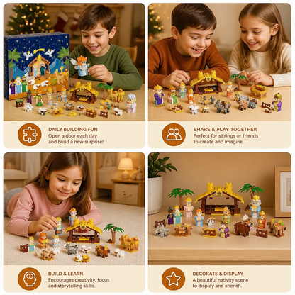 Calendrier de l’Avent en briques de construction – Crèche de Noël