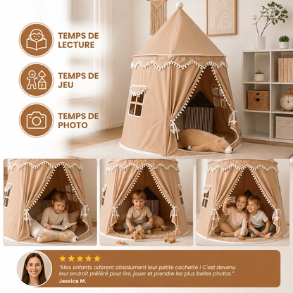 Tente de jeu pour enfant avec pompons, pour lire et jouer