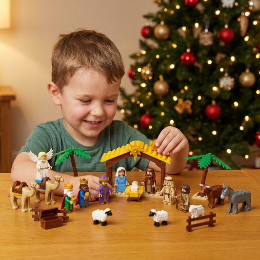 Calendrier de l’Avent en briques de construction – Crèche de Noël