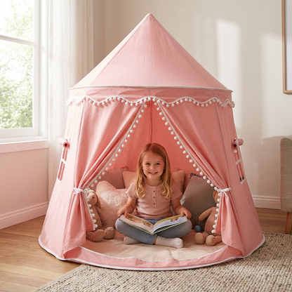 Tente de jeu pour enfant avec pompons, pour lire et jouer