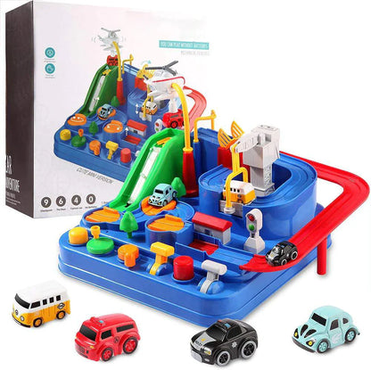 Circuit de Voitures avec Grue et Hélicoptère pour Enfants – Jeu Mécanique, dès 3 ans