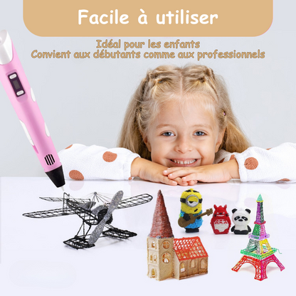 Stylo 3D pour Enfants – Kit de Démarrage Complet, 100 m de Filament
