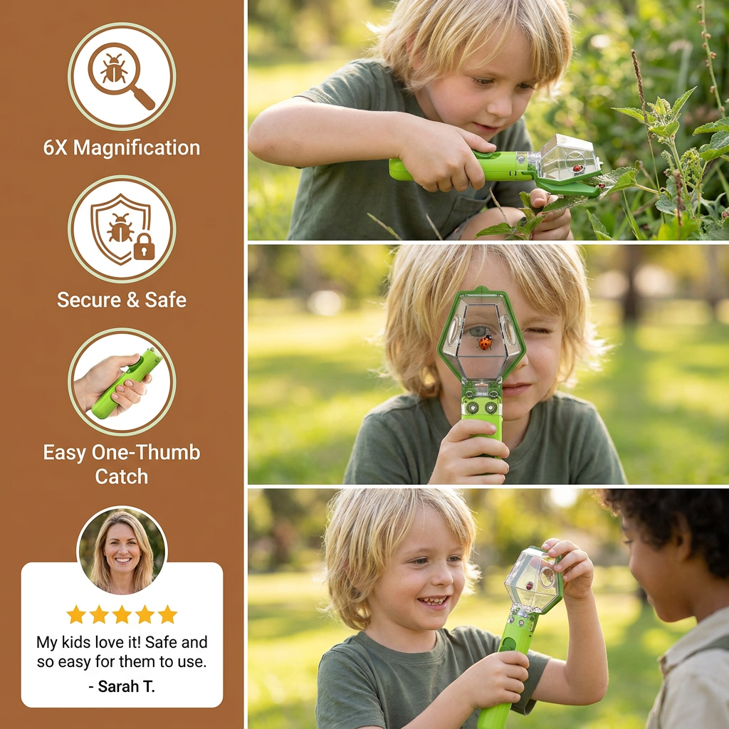 Attrape-insectes pour Enfants – Kit d'Observation avec Loupe 6x Intégrée