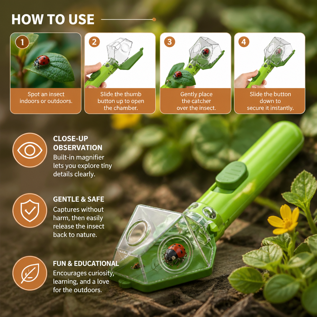 Attrape-insectes pour Enfants – Kit d'Observation avec Loupe 6x Intégrée