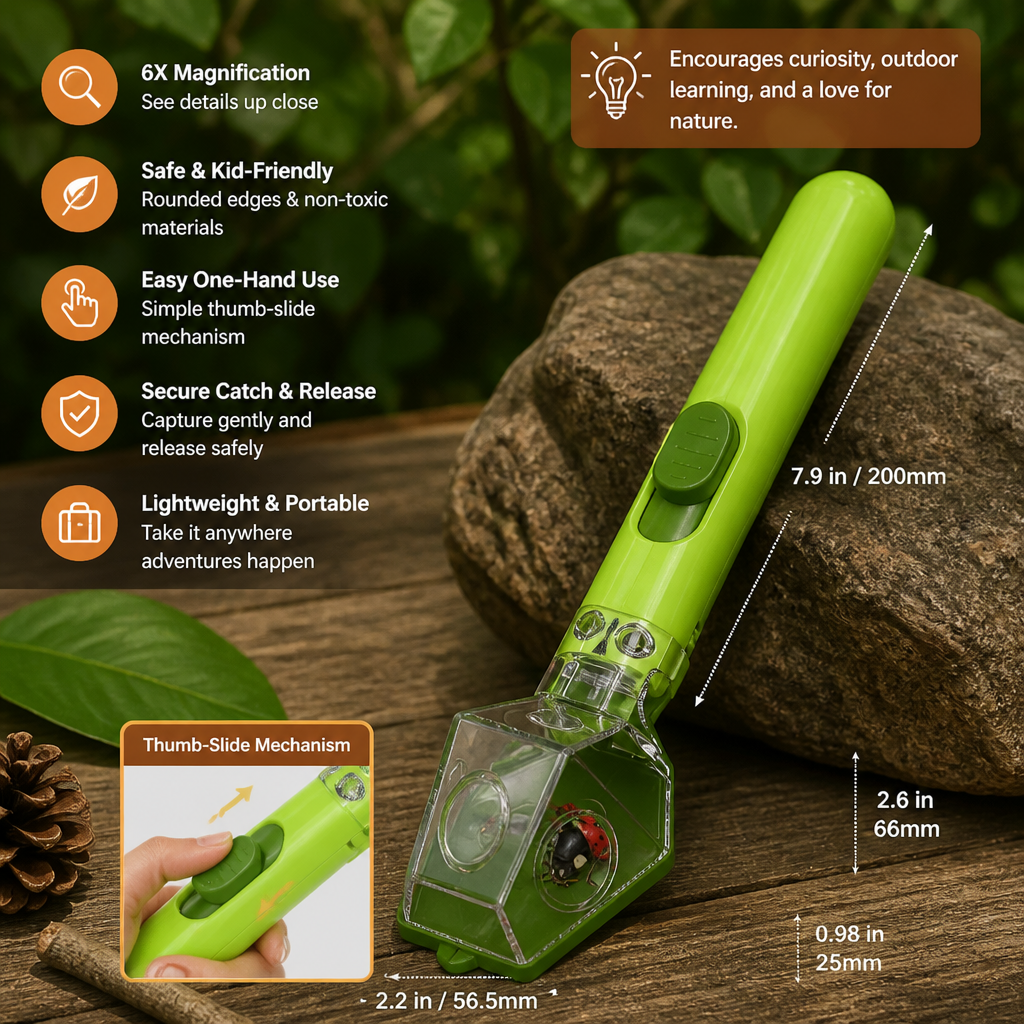 Attrape-insectes pour Enfants – Kit d'Observation avec Loupe 6x Intégrée