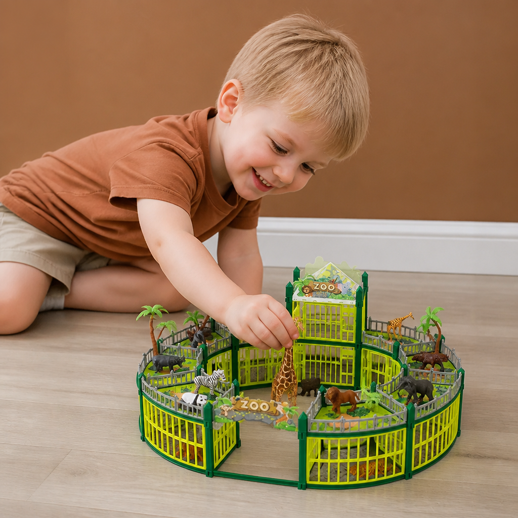 Modular zoo playset with animal figures, view 2