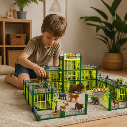 Modular zoo playset with animal figures, view 3