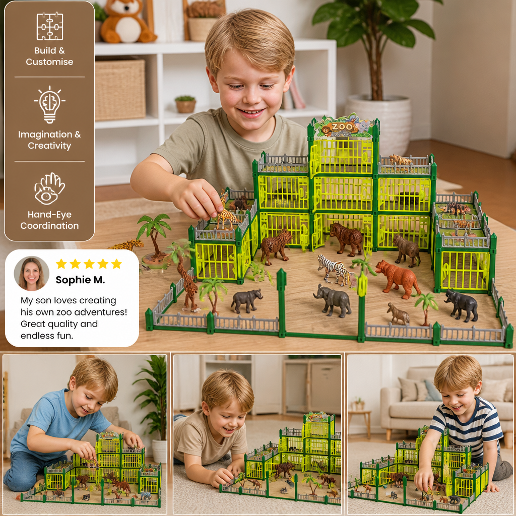 Modular zoo playset with animal figures, view 6
