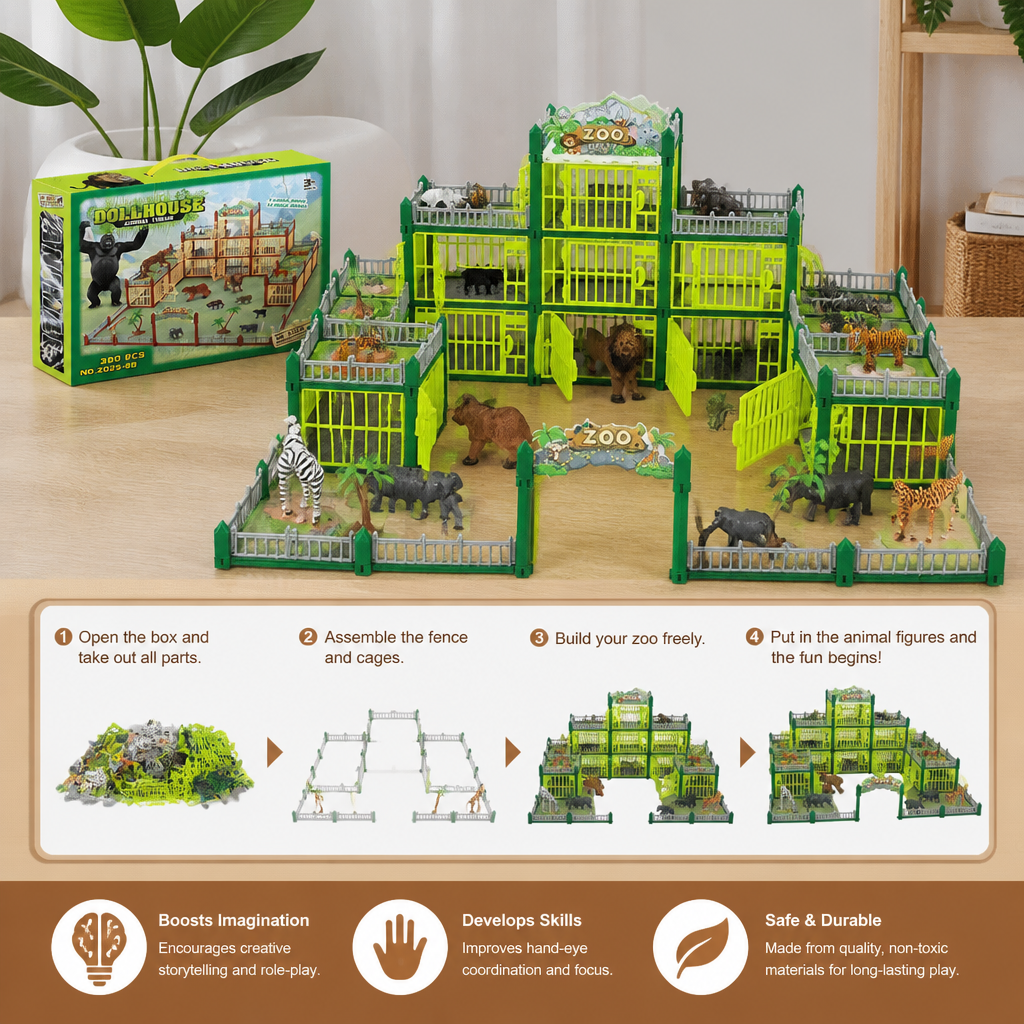 Modular zoo playset with animal figures, view 5