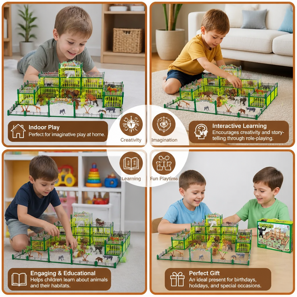 Modular zoo playset with animal figures, view 7