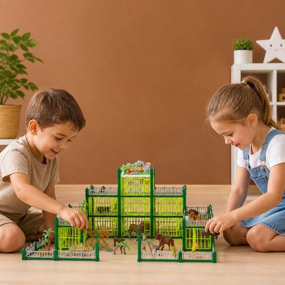 Modular zoo playset with animal figures, view 4