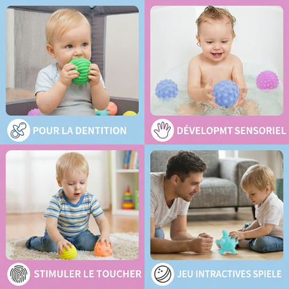 Lot de 6 Balles Sensorielles pour Bébé – Balles Texturées Souples pour Éveil et Massage