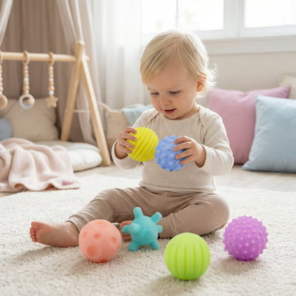 Lot de 6 Balles Sensorielles pour Bébé – Balles Texturées Souples pour Éveil et Massage