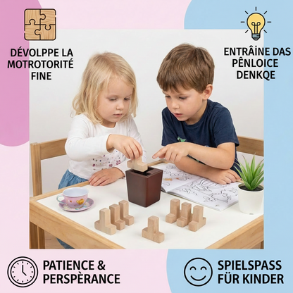 Puzzle Logique 3D en Bois & Jeu de Formes – Jeu Éducatif pour Enfants