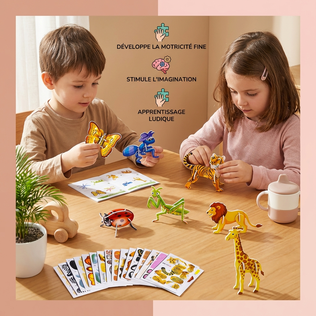 Puzzle 3D Cartoon pour Enfants – Éveil Créatif et Pensée Spatiale