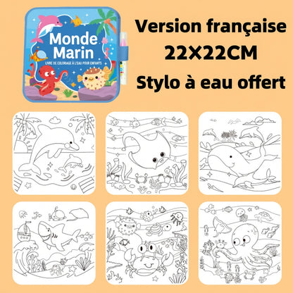 Livre de coloriage à l’eau réutilisable, trois thèmes au choix
