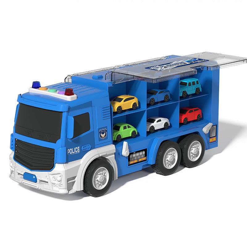 Camion de transport de voitures 2-en-1 avec circuit et voitures – Camion jouet transformable pour enfants