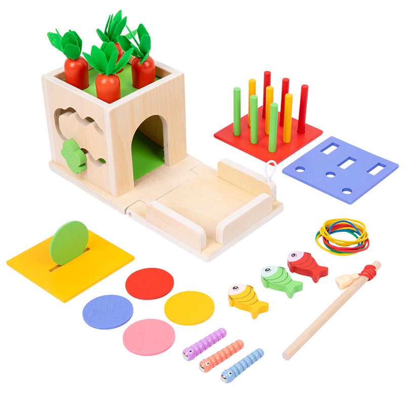 Cube d’Apprentissage en Bois Montessori 6-en-1 – Jeu de Formes et Couleurs pour Enfants