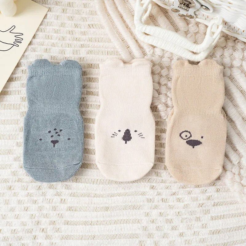 Lot de 3 Chaussettes Bébé Antidérapantes – Semelles Antiglisse avec Grip