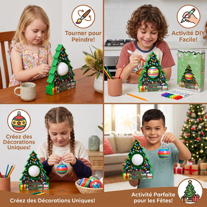 Kit de décoration de boules de Noël avec support sapin rotatif