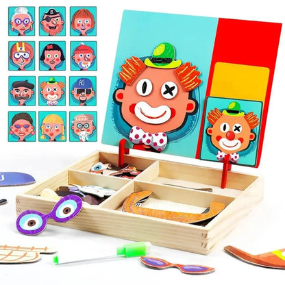Puzzle Magnétique Montessori – Jeu de Visages Créatifs, dès 3 ans