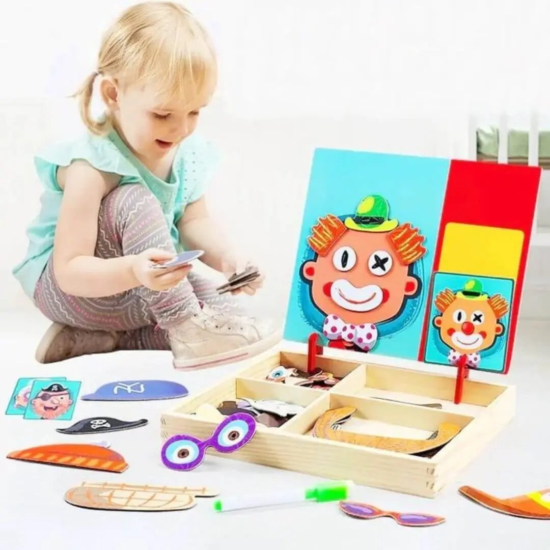 Puzzle Magnétique Montessori – Jeu de Visages Créatifs, dès 3 ans