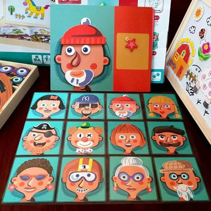 Puzzle Magnétique Montessori – Jeu de Visages Créatifs, dès 3 ans