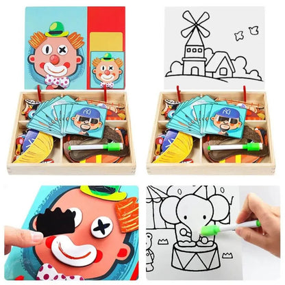 Puzzle Magnétique Montessori – Jeu de Visages Créatifs, dès 3 ans