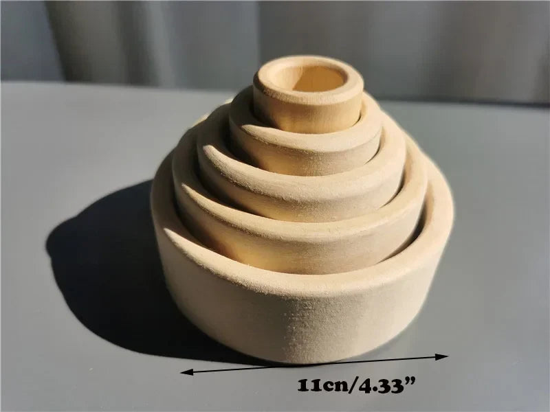 Jouet à Empiler Montessori en Tilleul – Arcs, Bols et Figurines en Bois