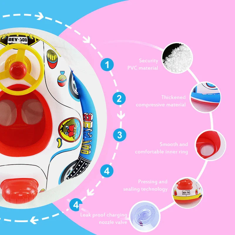 Bouée Gonflable Bébé avec Volant – Siège de Natation Sécurisé pour Piscine & Plage