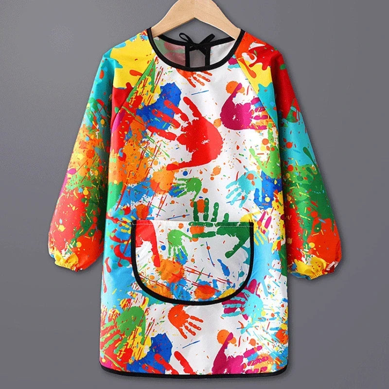 Tablier de peinture imperméable à manches longues pour enfant
