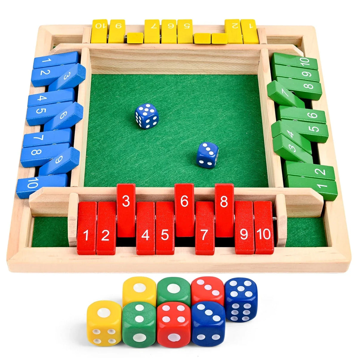 Jeu de dés en bois Shut the Box pour 2 à 4 joueurs