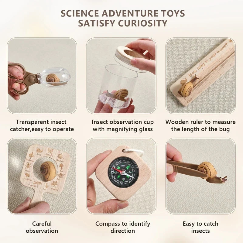 Kit d'Observation et de Collecte d'Insectes Montessori en Bois