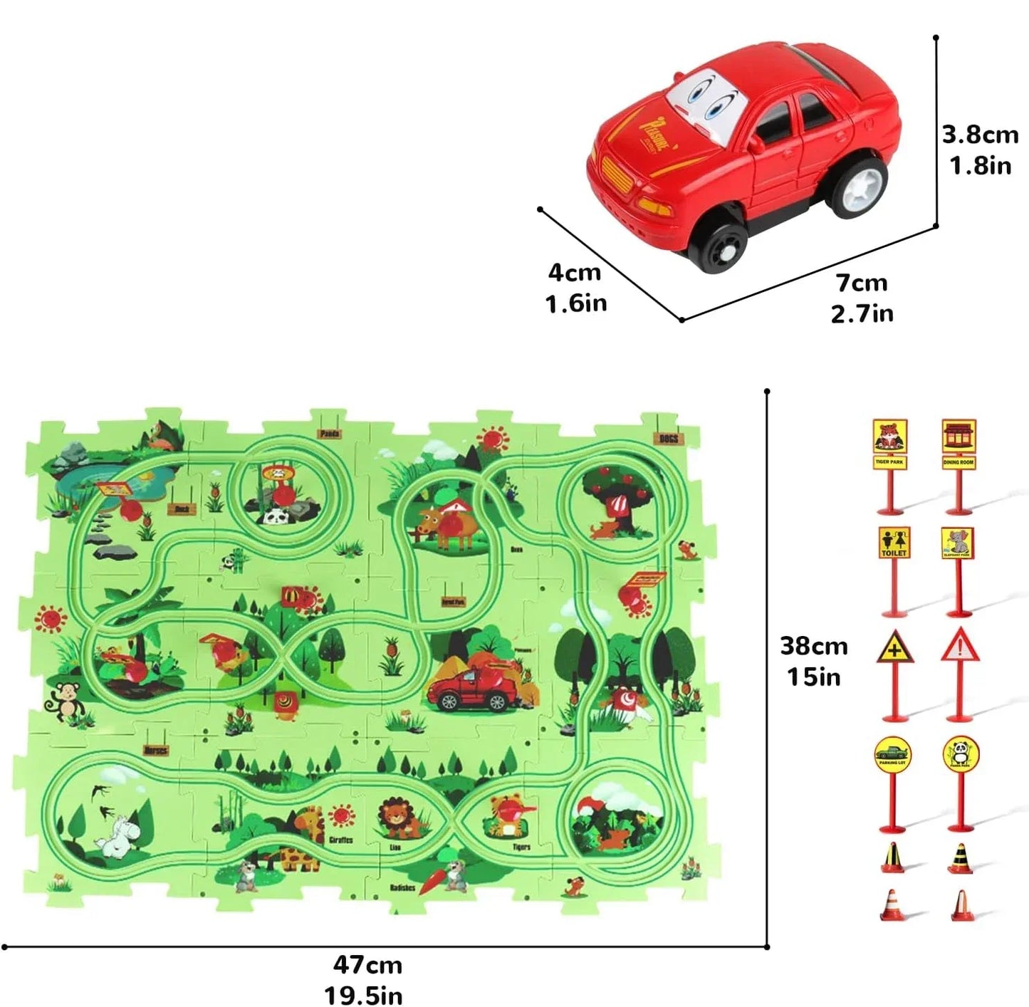 Circuit de Voitures Modulable pour Enfants – Jeu Créatif et Rangement Facile, dès 2 ans