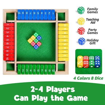 Jeu de dés en bois Shut the Box pour 2 à 4 joueurs