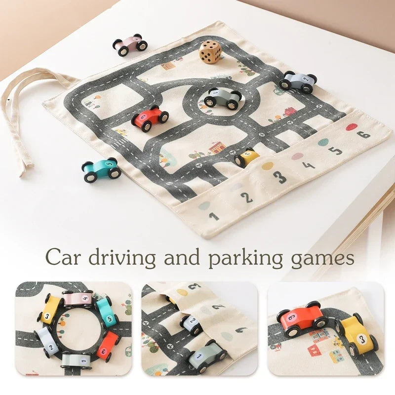 Jeu de Circulation Montessori pour Enfants – Tapis Routier et Voitures en Bois