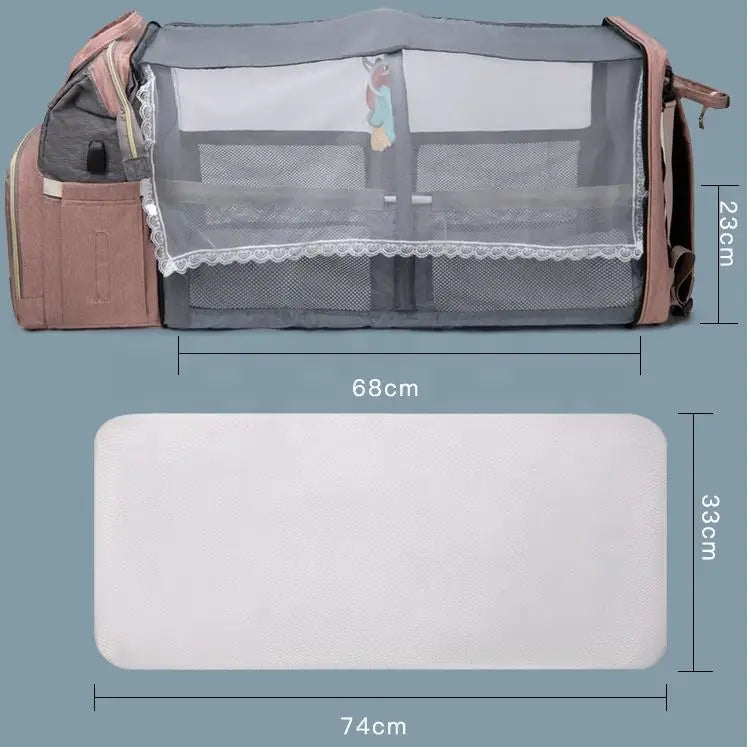 Sac à Langer avec Berceau Portable Intégré – Rangement Tout-en-Un pour Bébé