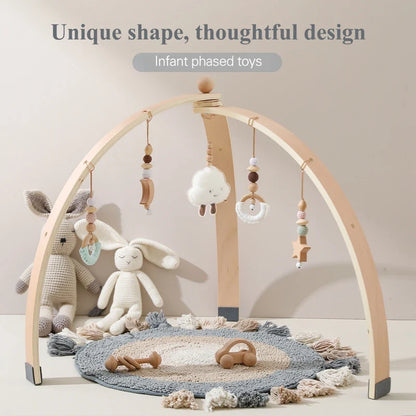 Portique d'Éveil Montessori en Bois pour Bébé – Arche d'Activités avec Jouets Suspendus | Dès 0 mois