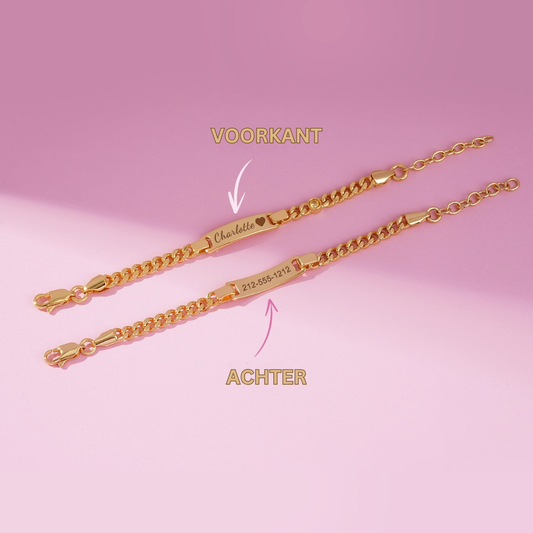 BabyBond – Bracelet Personnalisé Gravé au Prénom de Bébé, Plaqué Or 18 Carats