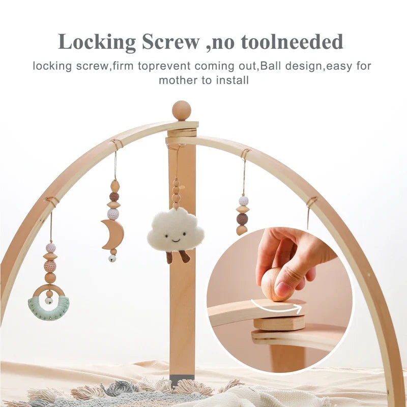 Portique d'Éveil Montessori en Bois pour Bébé – Arche d'Activités avec Jouets Suspendus | Dès 0 mois