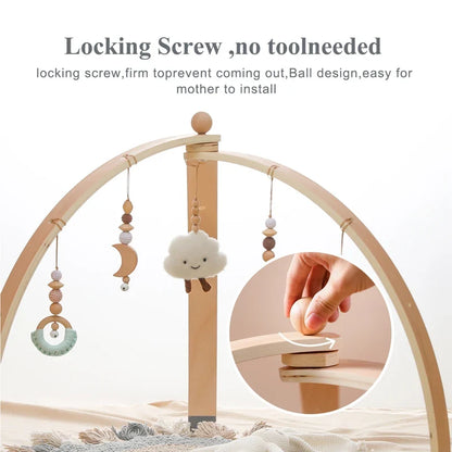 Portique d'Éveil Montessori en Bois pour Bébé – Arche d'Activités avec Jouets Suspendus | Dès 0 mois