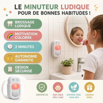 Sablier Brossage Dents Enfant LED 2 Minutes – Routine Ludique & Autonomie